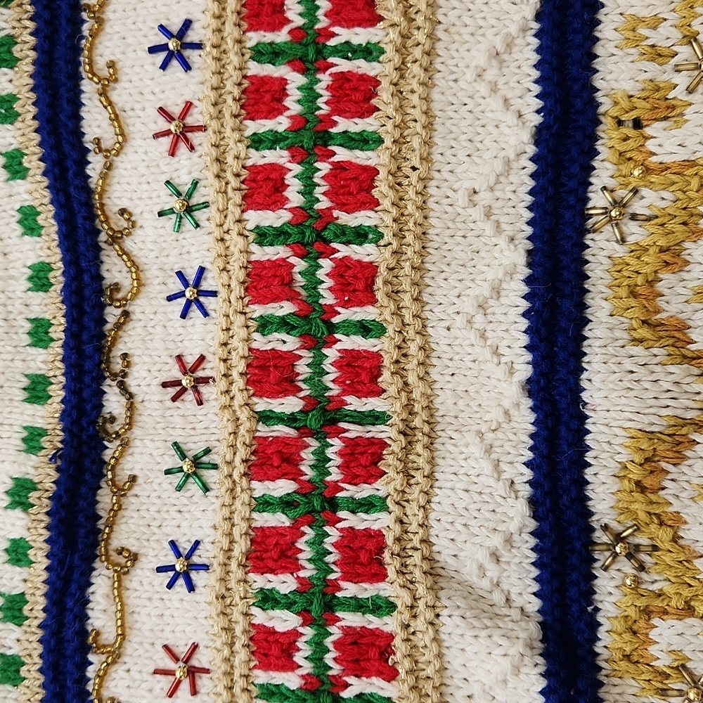 N.E.K. Vintage Christmas Holiday Knit Beaded Vest Womens Sz S - Picture 9 of 16